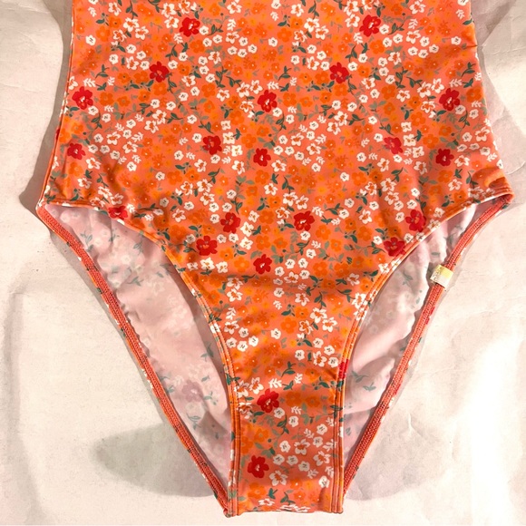 Summersalt Deep V Halter Swimsuit Size 6 in Orange Floral - Picture 10 of 15